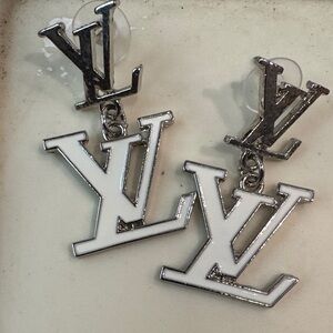 Silver and white Stud Earrings